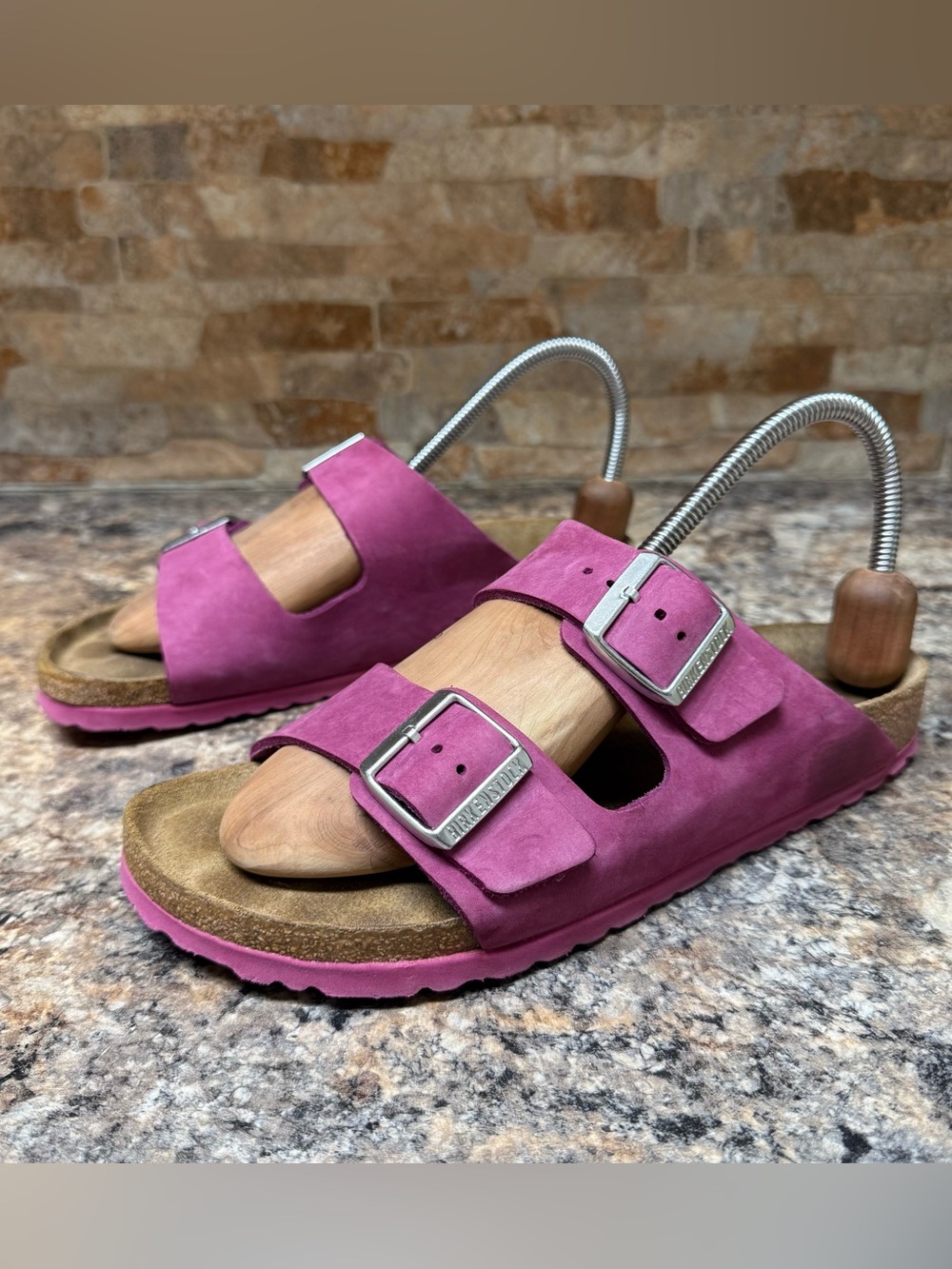 RARE Birkenstock Arizona Suede Fuchsia Sandal Slide Size 41 US Ladies 10 Mens 8